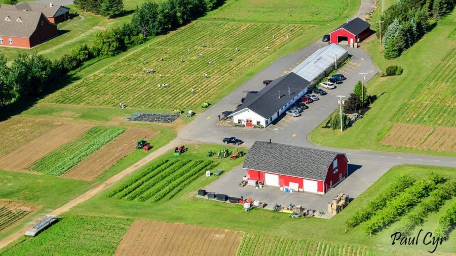 Paul Cyrs aerial shot shows the MSAD#1 Educational Farm. MSAD#1 Educational Farm had its last year of help from PIHS students. “The Educational Farm has been a good place to work the past two years, and I sure will miss it,” Portia Shaw 21 said.