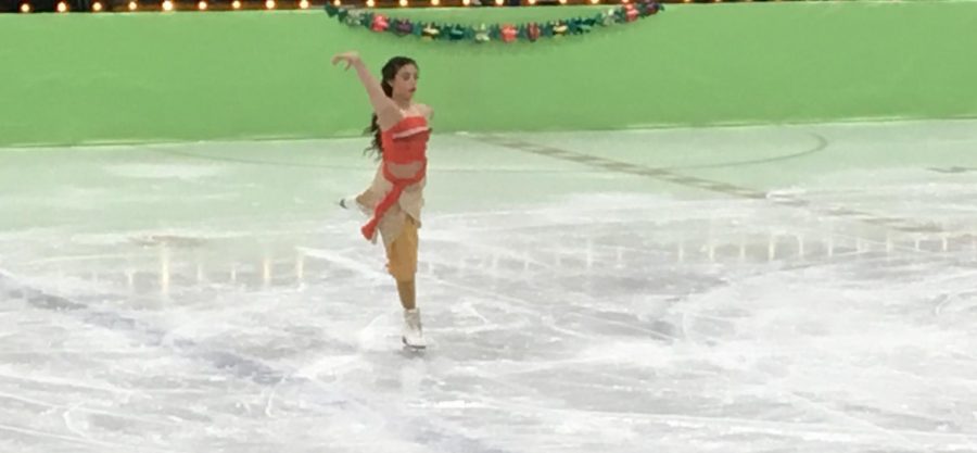 Alexis Michaud '20 skates as Moana, at The Forum for their 37th annual musical on ice.