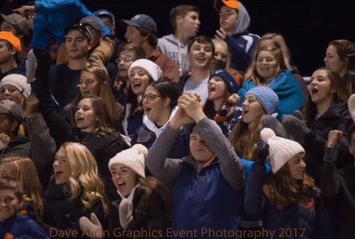Students cheer following a goal in a 2017 varsity boys soccer game. “Games probably are not going to have as much energy, they probably wont be as fast paced as they have been [in years past],” said Brandon Poitras 21, goaltender for the hockey team. 