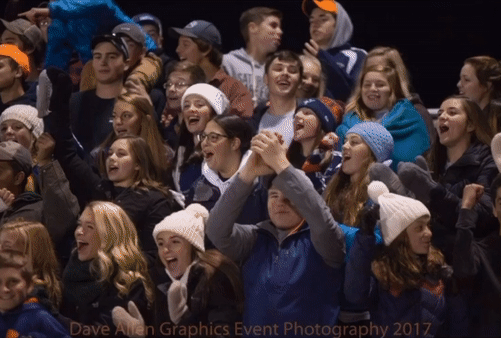 Students cheer following a goal in a 2017 varsity boys soccer game. “Games probably are not going to have as much energy, they probably won't be as fast paced as they have been [in years past],” said Brandon Poitras '21, goaltender for the hockey team. 