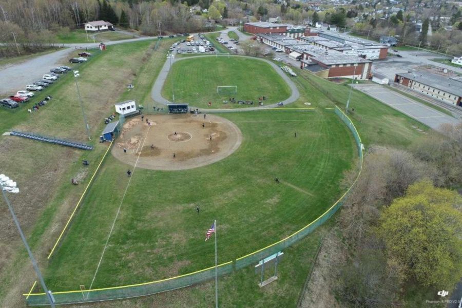 An aerial shot of Wednesday’s contest between Presque Isle and Fort Kent