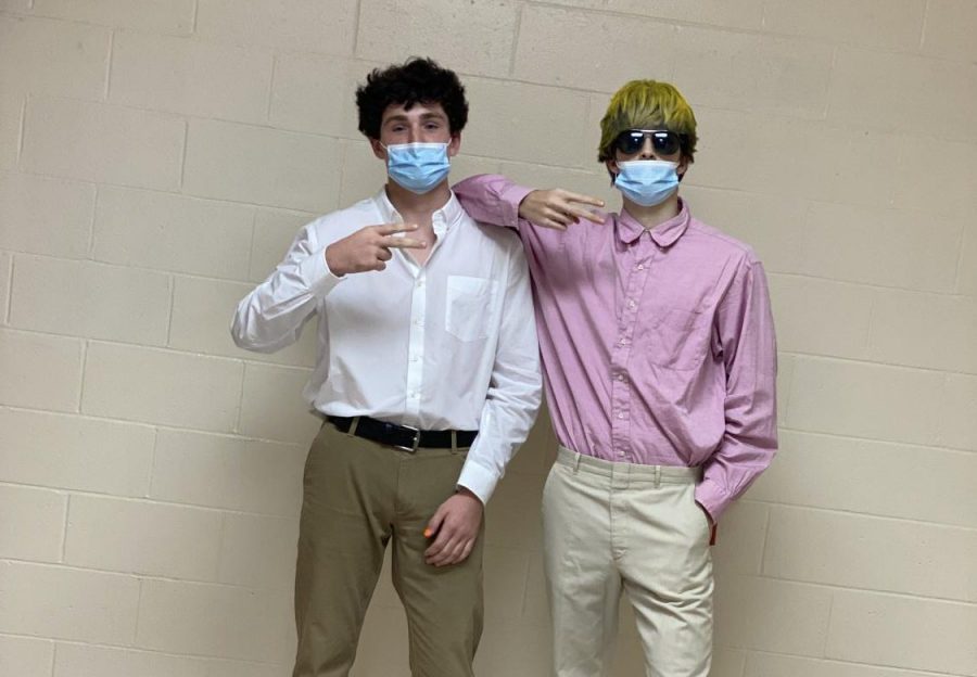 Jack Buck ‘24 as Mr. Greaves and Noah Yarema ‘22 as Tyler the Creator for school spirit day