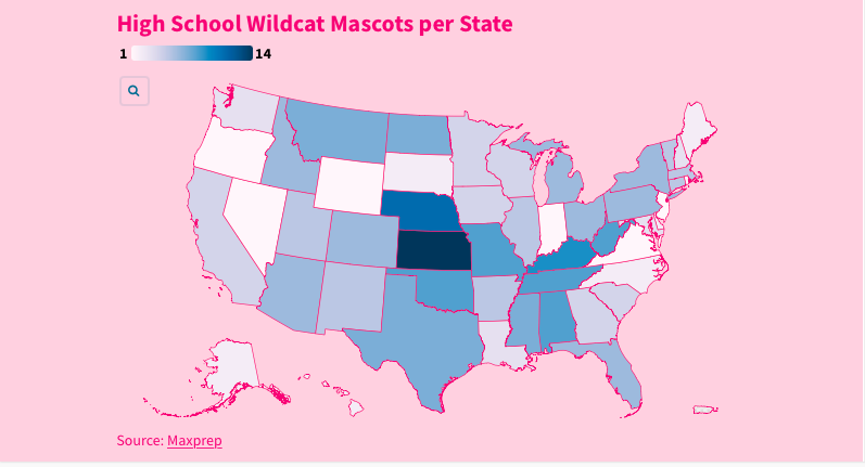 High School Wildcat Mascots per State