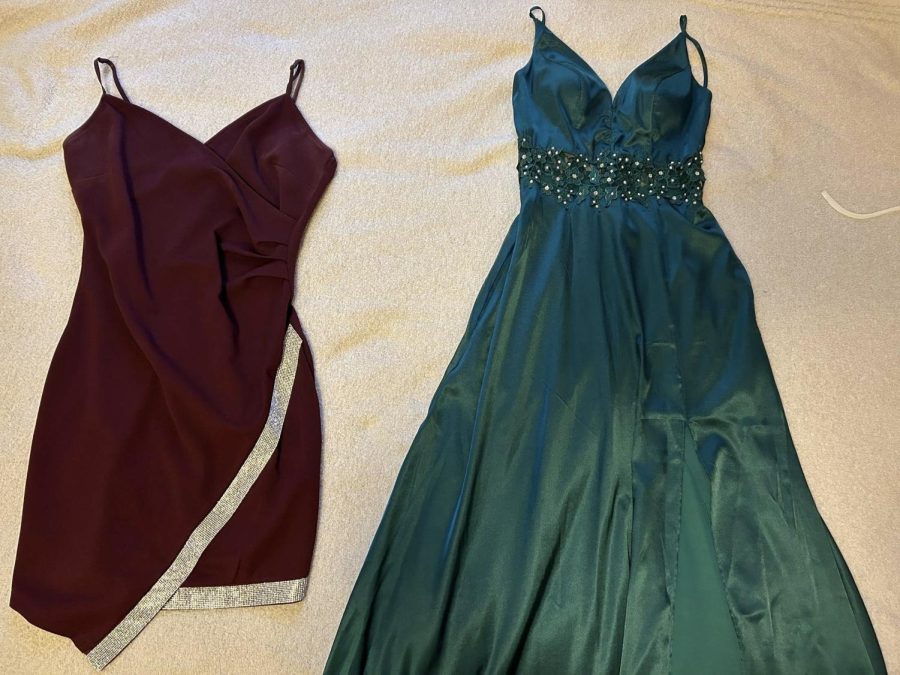 The dress on the left fits the look of Sunday best, the recommended attire for the Valentines Dance on February 10.  The dress on the right is more semi-formal.