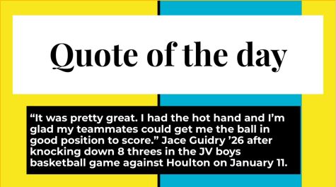 Jace Guidry ’26 response to hitting 8 threes in Wednesdays JV boys basketball game.