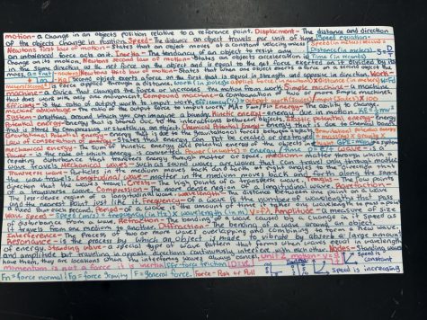This is the author’s own notecard for the science midterm.