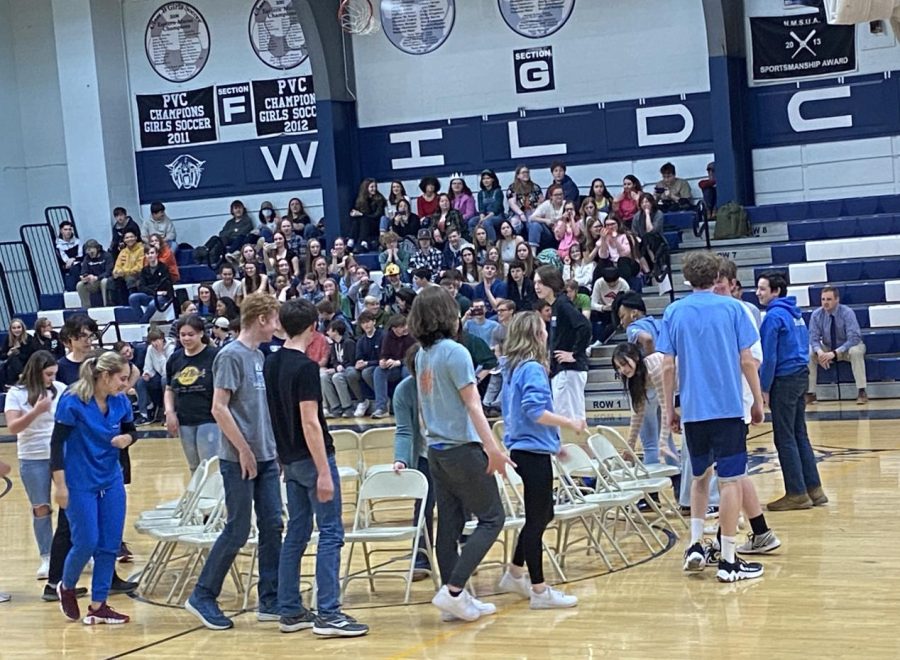 The four classes compete in musical chairs on the opening day of Winter Carnival 2023 competition on March 21.