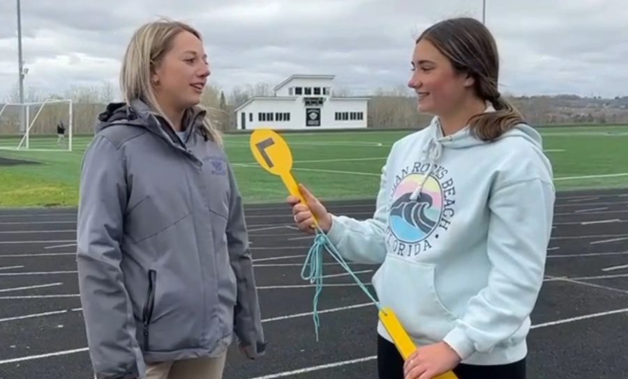 reporter Cassidy Carlisle interviews Assistant Varsity Track and field coach Mandy Graham. Their third meet was on Thursday May 5. Coach Graham coaches a sport each season and stays involved.