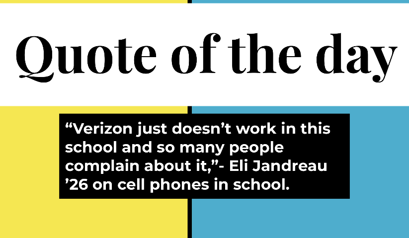 Eli Jandreau ’26 chats about the use of cell phones in school.