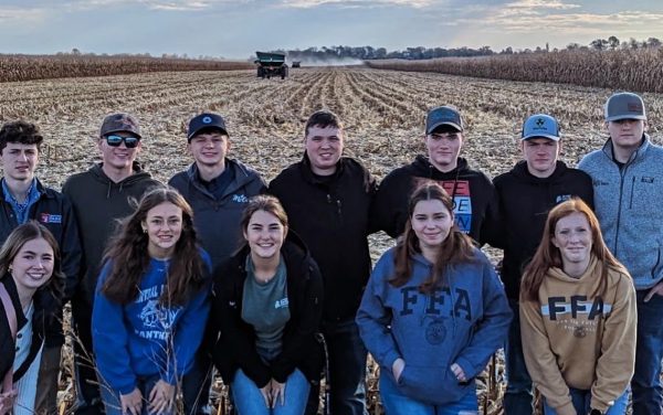 FFA in the fields. FFA members from Mars Hill and Presque Isle pose in a corn field in Indiana at the National FFA convention. This was the 96th national FFA convention and expo.

