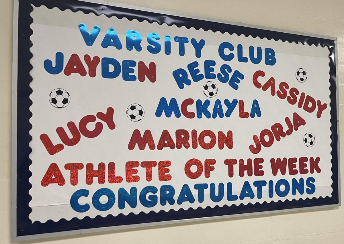 Students+decorated+a+bulletin+board+in+sophomore+hallway+with+athletes+from+the+varsity+girls+soccer+team+for+earning+the+title+of+Athlete+of+the+Week.+Jayden+Harvell%2C+Reese+McPherson%2C+Cassidy+Carlisle%2C+Lucy+Cheney%2C+Marion+Young+and+Jorja+Maynard+get+special+recognition+for+their+commitment+to+the+defense+on+their+team.%0A