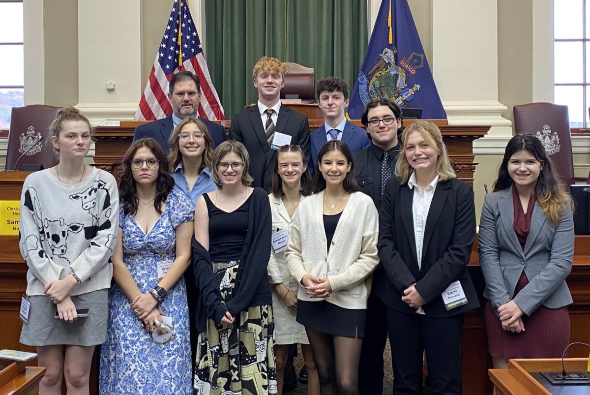 A “capitol” experience. The PIHS Youth in Government delegation has a moment to enjoy being in the presence of the Maine State House. This was the 80th annual Youth in Government weekend in Augusta. “It wasn’t all what I expected,” Emerson Miller ’26 said. “It wasn’t as serious as I assumed, because there were some funny bills that made it a good time.”
