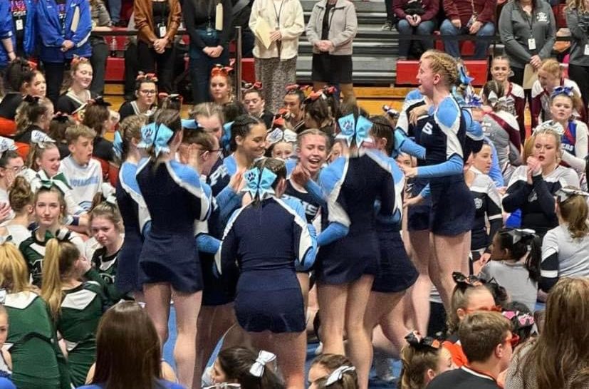So many emotions. The Wildcat cheerleaders celebrate as they realize they made it to States. “I’m super excited to perform at States with the best teammates,” Abi Reed ’27 said. The competition will be held at the Augusta Civic Center on February 10. 
